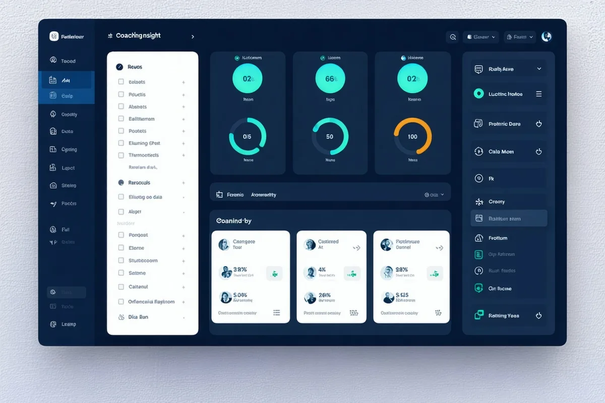 Coachvyne AI coaching dashboard showing call scoring dials and coaching recommendations for sales reps